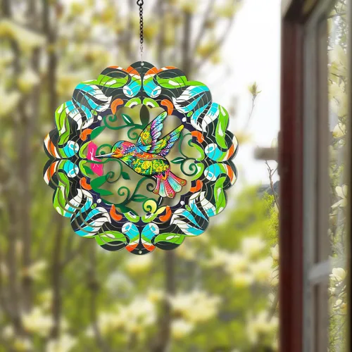 Miniatura 4 de Molinillos de viento de metal para colibrí, regalos de colibrí para mujeres, mamá, abuela, esposa, hilandero de viento colgante para decoración