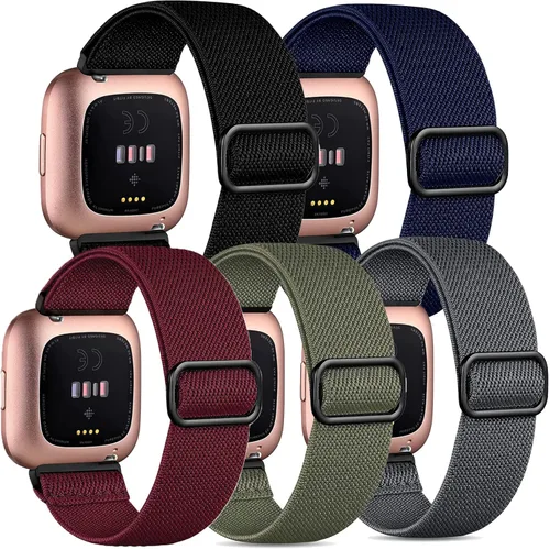 Miniatura 9 de Attbbon Banda elástica compatible con correas Fit Bit Versa/Fit Bit Versa Lite, correas deportivas de nailon elástico transpirables y ajustables