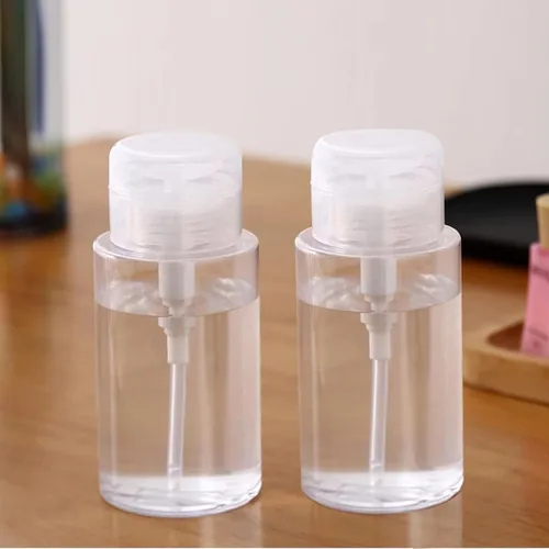 Miniatura 8 de Paquete de 3 dispensadores de bomba de empuje hacia abajo, botellas vacías de tapa de presión, recipientes para quitaesmalte de uñas, removedor