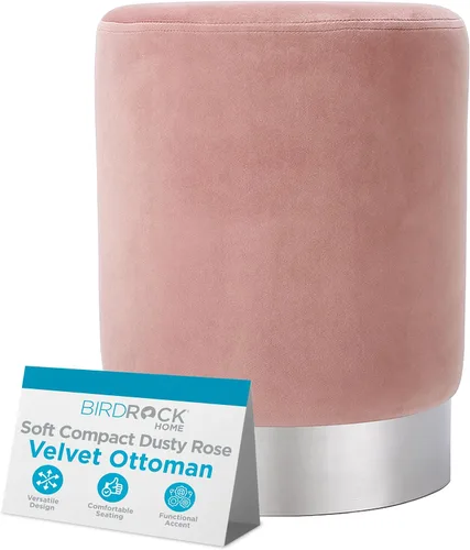BIRDROCK HOME Otomana Redonda Reposapiés – Diseño Moderno Suave Acolchado – Ideal para Sala de Estar, Dormitorio – Reposapiés Compacto, Silla de