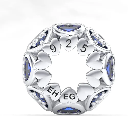 Miniatura 6 de Dijes de piedra natal con forma de corazón para pulseras y collares, plata de ley 925 con circonita cúbica 5A