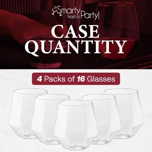 Miniatura 8 de Smarty Had A Party Copas de vino de 12 onzas, paquete de 64 copas de plástico transparente sin tallo, irrompibles y desechables para fiestas