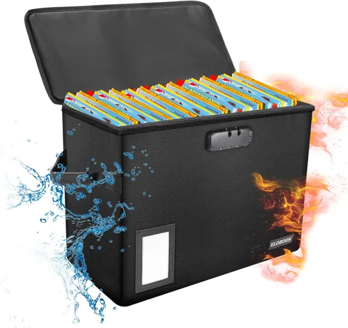 Caja de almacenamiento de cómics, caja de cómics ignífuga y resistente al agua con ventana de bloqueo y etiquetas, caja corta de cómic a prueba de