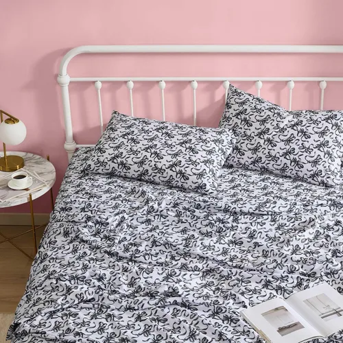 Miniatura 3 de Betsey Johnson - Juego de sábanas de tamaño individual, ropa de cama de microfibra con estampado Nerdy Teddies con sábana bajera de bolsillo