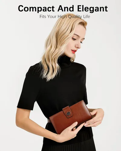 Miniatura 24 de BOSTANTEN - Cartera de piel auténtica para mujer con bolsillo con cremallera), BL3162011Kcoffee