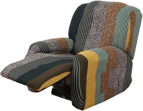 Miniatura 20 de KRFOONN Fundas elásticas para sillón reclinable con estampado, fundas para sillas reclinables de 4 piezas, fundas para sillón reclinable Lazy Boy