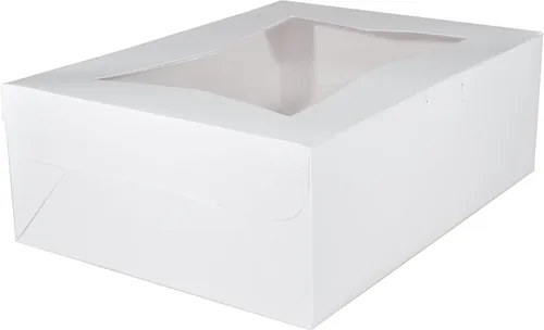 Miniatura 7 de Southern Champion Tray 23133K caja para repostería de cartón de papel Kraft con cierre en las esquinas y ventana, 19" de largo x 14" de ancho x 4