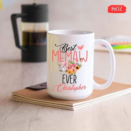 Miniatura 5 de Taza de café con texto en inglés "Best Memaw Ever", taza de cerámica personalizada con memaw única, taza de cerámica con la frase "Best Memaw Ever