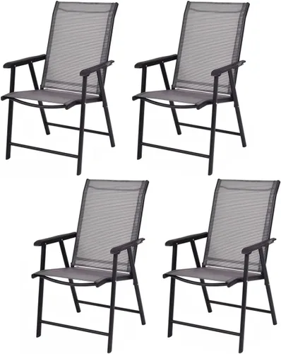 Miniatura 12 de Giantex Juego de 2 sillas plegables para patio, sillas de comedor portátiles al aire libre con reposabrazos para porche, camping, piscina, playa