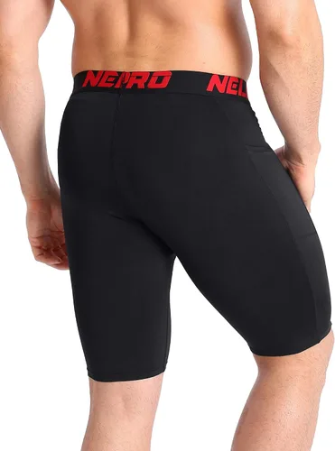 Miniatura 7 de NELEUS Paquete de 3 pantalones cortos de compresión para correr con bolsillos para hombre