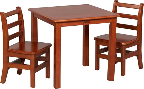 Miniatura 15 de ECR4Kids Juego de mesa y silla de madera dura de 24 x 24 pulgadas, altura de asiento de 12 pulgadas, muebles para niños, blanco antiguo, 3 piezas