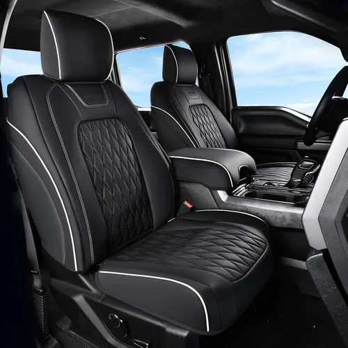 Miniatura 7 de Coverado Funda de asiento de cuero, ajuste personalizado para fundas de asiento Ford F150, fundas de asiento para camioneta Ford F150 impermeables