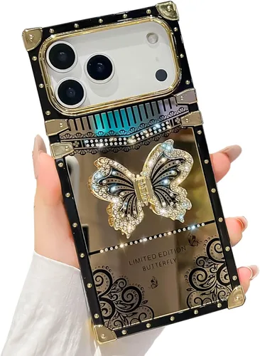 Miniatura 72 de Bonita funda compatible con Samsung Galaxy S22 Ultra, soporte plegable de lujo con diseño de mariposa brillante para mujeres y niñas, funda Blanco