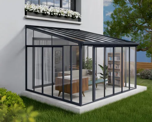 Miniatura 3 de Palram - Canopia Sanremo - Toldo para patio cerrado de 13 x 14 pulgadas, kit de terraza gris de bricolaje inclinado a cenador con paredes