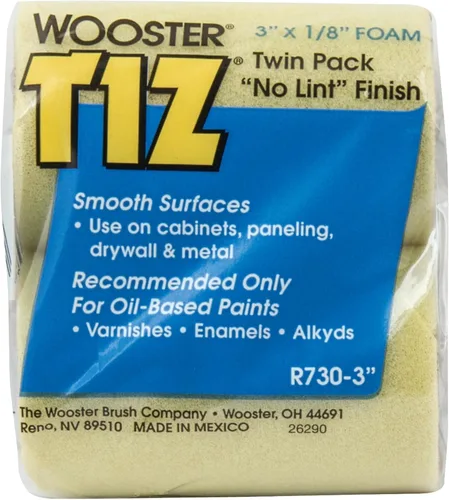 Wooster Brush R730-3 Tiz - Cubierta de rodillo de espuma para siesta de 1/8 pulgadas, paquete de 2, 3 pulgadas