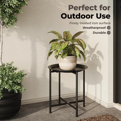 Miniatura 5 de Bamworld Soporte para plantas de interior, mesa alta para plantas grandes, taburete de plantas al aire libre, soporte de metal para plantas