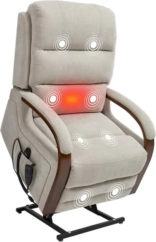 Miniatura 9 de Trustyue Silla reclinable con elevación eléctrica, sillón reclinable plano de 180°, con masaje y calor, asistencia de pie, reclinable, posición