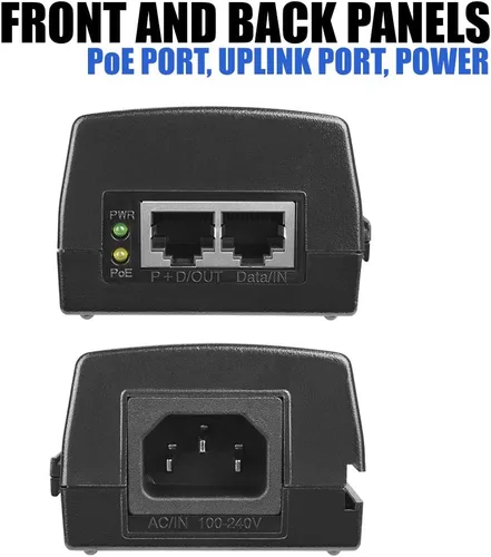 Miniatura 5 de Inyector PoE++ de 60W, Adaptador Gigabit BV-Tech de Alimentación a través de Ethernet Cumple con 802.3af/at/bt Enchufe y Reproducción, Hasta 325