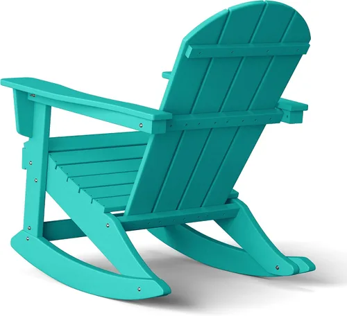 Miniatura 121 de WestinTrends Silla mecedora Malibu de poliéster para exterior/patio Adirondack, Negra