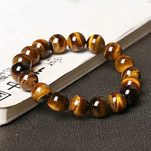 Miniatura 3 de HUYHOAT - Pulseras y brazalete de piedra natural 5A de ojo de tigre para mujeres y hombres, pulseras de cuentas de regalo, pulseras 7D3AI (0.630in)
