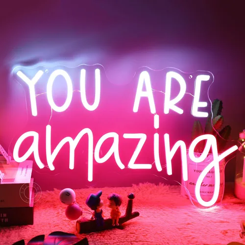 Miniatura 4 de SYLHOME Letrero de Luz LED de Neón "You Are Amazing" 5V para Dormitorio de Niñas y Niños, Sala de Estar, Aula, Decoración de Pared, Letrero