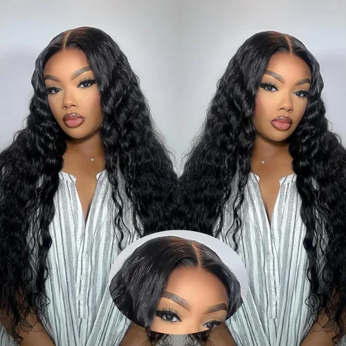 Miniatura 12 de DULOVE Deep Wave Lace Front Wigs Human Hair HD Lace Wig Pre Plucked with Baby Hair Glueless Deep Curly Wig Human Hair for Black Women Natural