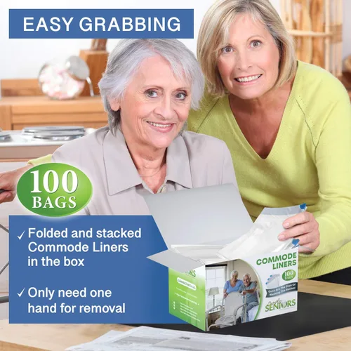 Miniatura 5 de Commode Liners - 100 bolsas de inodoro portátiles fuertes - Forros de inodoro fáciles de usar - Revestimientos para inodoro de cabecera que apoyan
