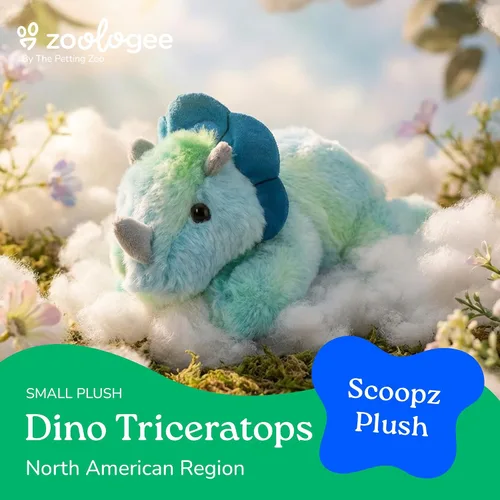 Miniatura 2 de The Petting Zoo Dinosaurio Triceratops - Peluche de peluche, regalos para niños, animales de dinosaurio Scoopz, juguete de peluche de dinosaurio