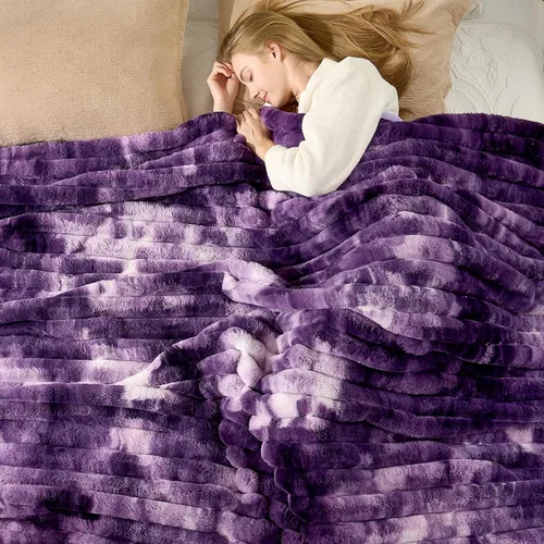 Miniatura 36 de Cozy Bliss Manta de Tiro de Piel Sintética para Sofá, Manta de Felpa Acogedora y Cálida a Rayas para Sofá Dormitorio Sala de Estar, 50 x 60 Pulgadas