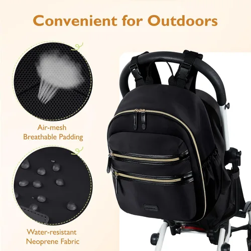 Miniatura 5 de mommore Mochila de Pañales de Neopreno Pequeña Bolsa de Bebé Mochila de Viaje Mini para Pañales para Recién Nacidos con Bolsillos Aislados, Correas