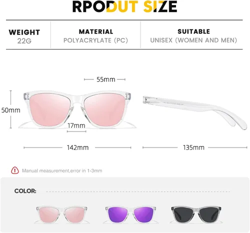 Miniatura 5 de Gafas de sol polarizadas para hombre y mujer, lentes de espejo retro para conducir, pescar, protección UV400