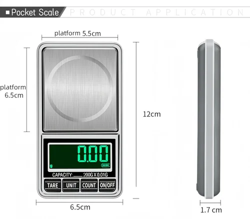Miniatura 4 de Báscula digital de bolsillo para joyería de 7.05 oz, 0.00 oz, precisión recargable por USB, portátil, mini gramo, báscula de alimentos para moneda