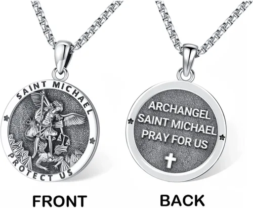 Miniatura 4 de Eusense Saint Necklace Sterling Silver 925 Protection Jewelry for Men Women Patron St Medals Amulet Pendant