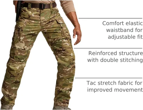 Miniatura 245 de CQR – Pantalones tácticos elásticos tipo cargo para hombre, resistentes al agua, de tela ripstop (antidesgarros), ligeros, ideales para uso diario