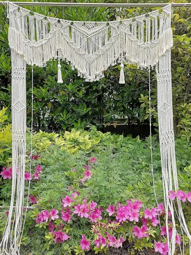 Miniatura 7 de kiido Gran macramé para colgar en la pared, decoración bohemia de boda para cenador/arco, cortina de puerta, telón de fondo de fotos, decoración