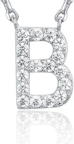 Miniatura 109 de PAVOI 14K White Gold Plated Cubic Zirconia Initial Necklace Letter Dainty Necklaces for Women