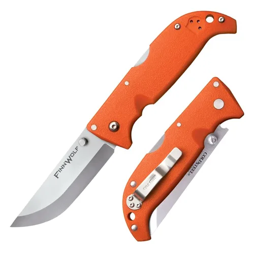 Miniatura 8 de Cold Steel Finn Wolf - Cuchillo plegable de caza con mango naranja AUS8A de 3.5 pulgadas, afilado, 4.375 pulgadas, Griv-Ex Blaze mango naranja