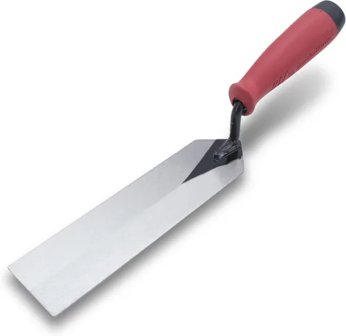 QLT by Marshalltown MTSG82 - Paleta de margen para mampostería, 8 x 2 pulgadas, mango rojo de agarre suave, MTSG82