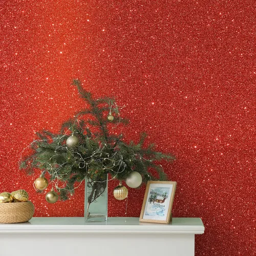 Miniatura 3 de CHIHUT Papel Tapiz Rojo con Purpurina 15.7''x100'' Tela con Purpurina Brillante Despegar y Pegar Rollo de Papel Tapiz Autoadhesivo Removible Papel