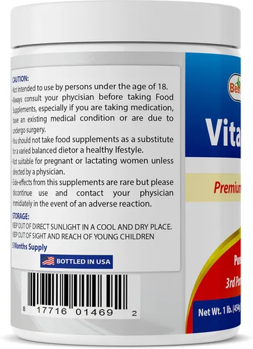 Miniatura 3 de Best Naturals Polvo de Vitamina C 100% Puro 1 lb (454 gramos) en Polvo (También llamado Ácido Ascórbico)