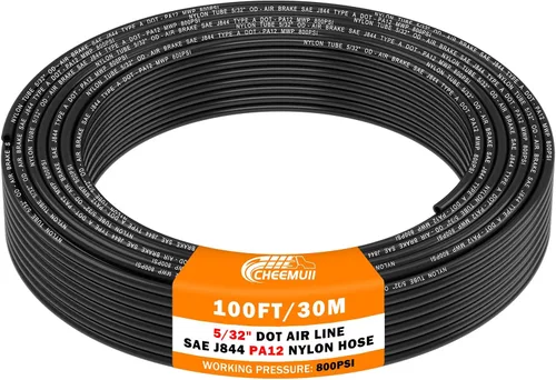Miniatura 26 de CheeMuii 50 pies 3/8 Tubo Neumático 3/8" PA12 Nylon DOT Línea de Aire SAE J844 Manguera de Aire DOT 15.3 Metros 3/8 Pulgadas OD Tubo de Aire Negro