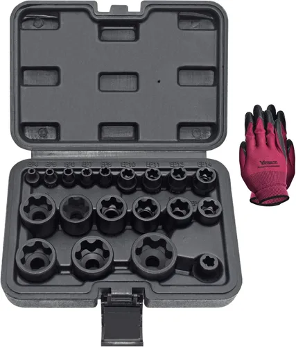 Miniatura 8 de Torx Plus - Juego de dados externos Torx Plus de 6 puntos EP EP4 – EP32 19 piezas con 1/2 pulgadas, 3/8 pulgadas, 1/4 pulgadas, repuesto para juego