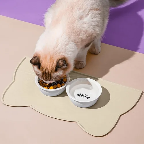 Miniatura 2 de Tapete de comida para gatos, tapete de silicona antideslizante para tazón de perro, impermeable, tapete para alimentación de gatos, evita derrames