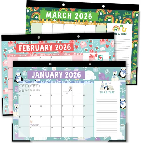 Miniatura 14 de Hadley Designs Calendario de escritorio grande 2026-2027 – Calendario de escritorio 2026, calendarios de escritorio de 18 meses para el hogar