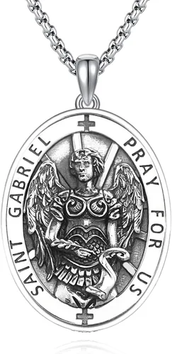 Miniatura 257 de Collar de plata de ley 925 con medalla de San Patrón, colgante de protección católica, amuleto, joyería religiosa para hombres y mujeres