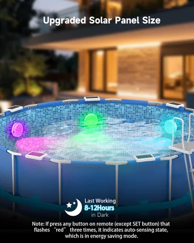 Miniatura 3 de Luces solares para piscina, luces LED sumergibles recargables con control remoto, IP68 impermeable con imán integrado, luz solar subacuática