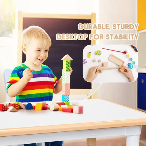 Miniatura 2 de Juego de Mesa y Silla para Niños Ajustable en Altura para Niños Pequeños y Juego de 6 Sillas con Escritorio a Prueba de Grafiti, Patas
