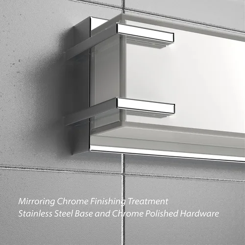 Miniatura 4 de Luz de baño LED sobre espejo de 16" con pantalla de lámpara blanca lechosa 4000K, acabado cromado de luz diurna, barra de baño (cromado)