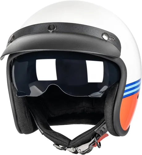 Miniatura 9 de Yesmotor Casco de motocicleta retro de cara abierta 3/4, casco Vespa, aprobado por DOT, adultos, unisex, entusiastas de la motocicleta, amantes