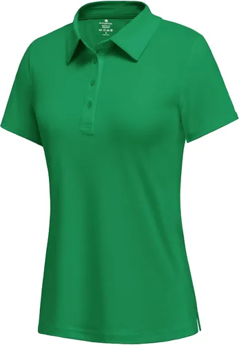 Miniatura 13 de PINSPARK Polo de golf de 4 botones para mujer, UPF 50+, secado rápido, atlético, camiseta de tenis con cuello, ajuste relajado